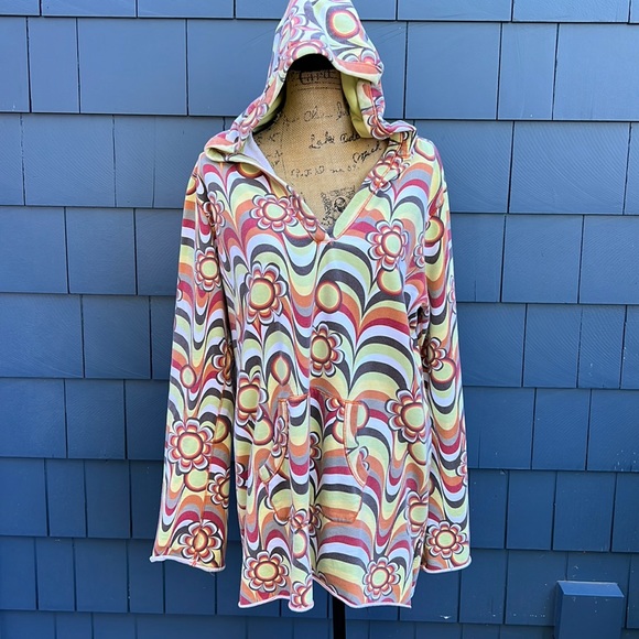 Lucky Brand | Tops | Lucky Brand Flower Power Old School Vintage Sweatshirt  Xl Gold Red White Hoodie | Poshmark